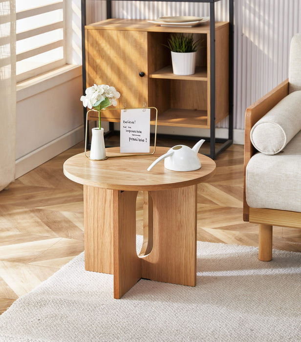 Soho Round Side Table Oak / Black