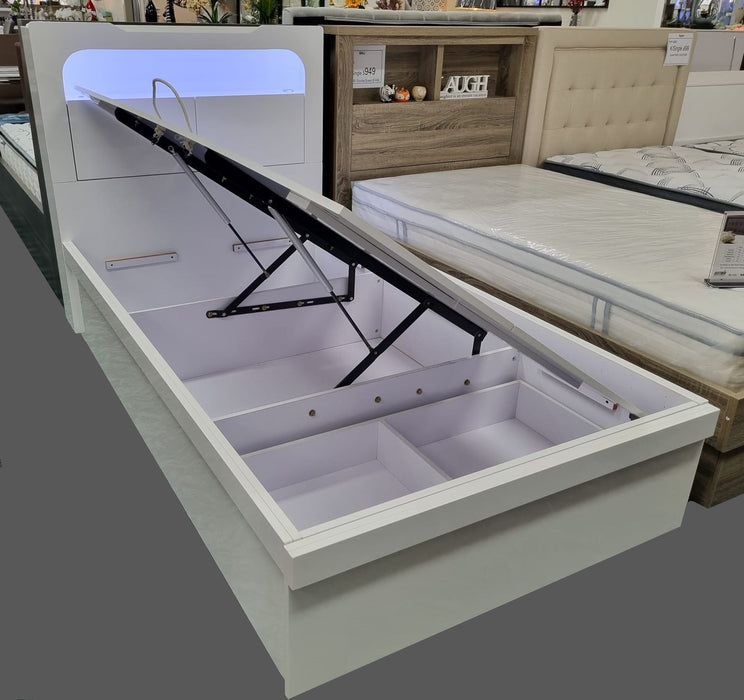 White Vegas King Single Gas Lift Bed
