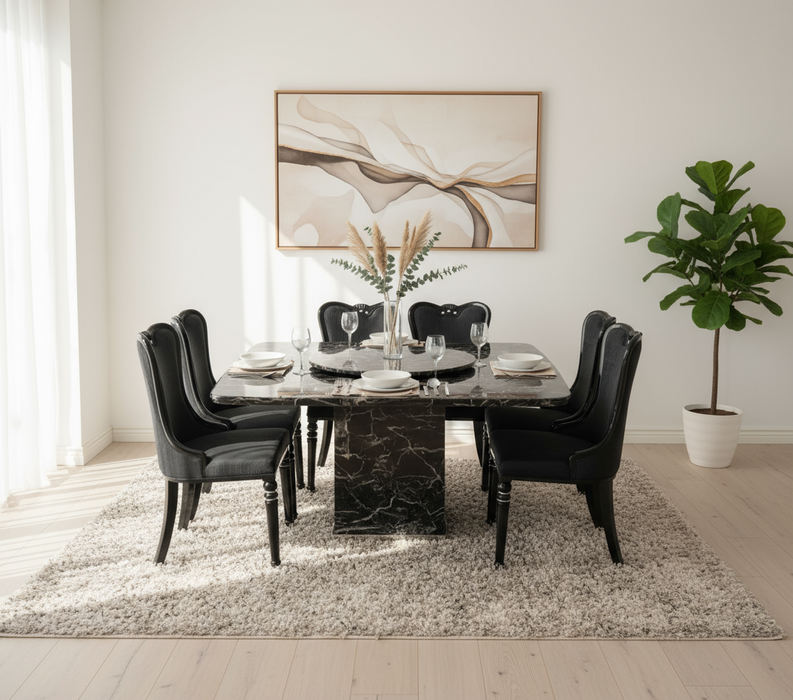 Tulip 7 - Piece Square Marble Dining Table with Chairs
