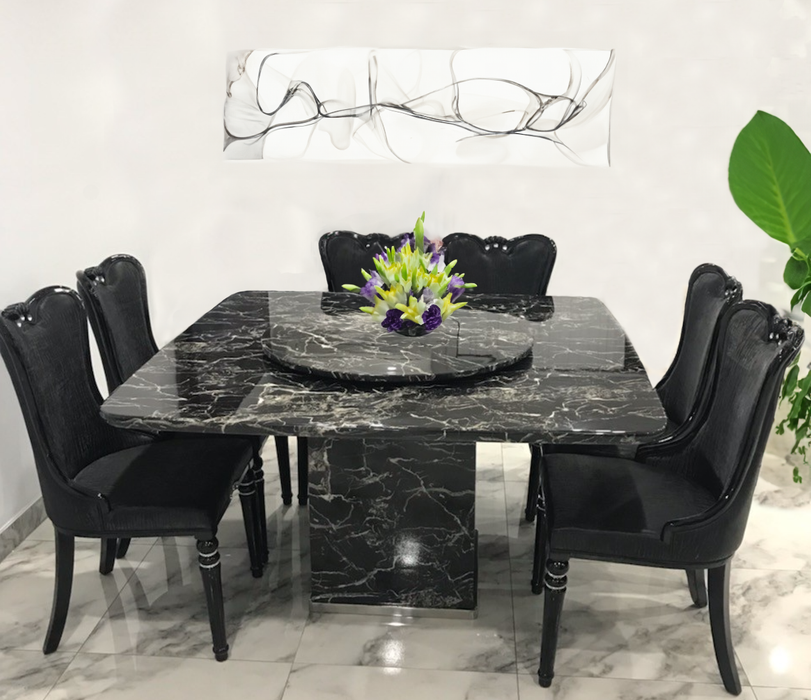 Tulip 7 - Piece Square Marble Dining Table with Chairs