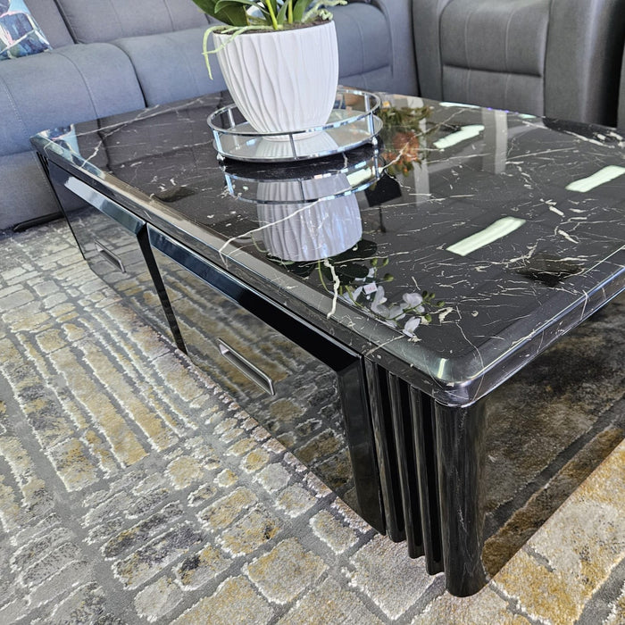 Madrid 1.3m Marble Coffee Table - Black