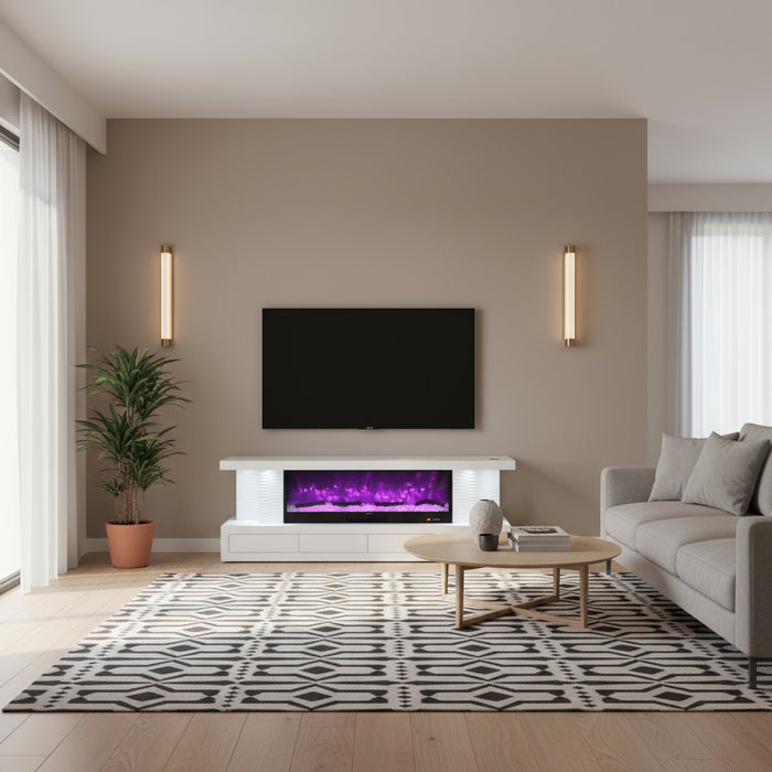 Dimor Entertainment Unit LED Mirrored Fireplace