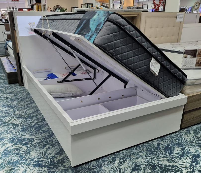 White Vegas King Single Gas Lift Bed
