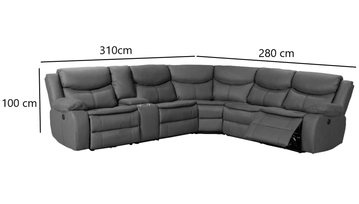Ontario Fabric Corner Power End Recliner Lounge