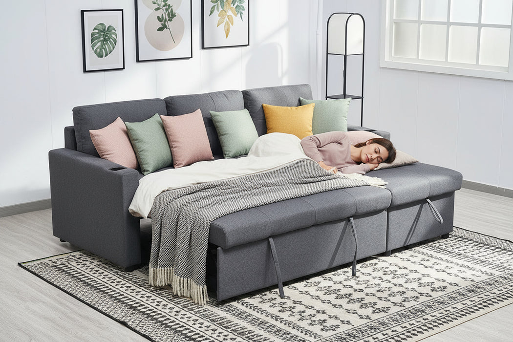 Elvera 3 Seater Sofa Bed with Reversible Storage Chaise