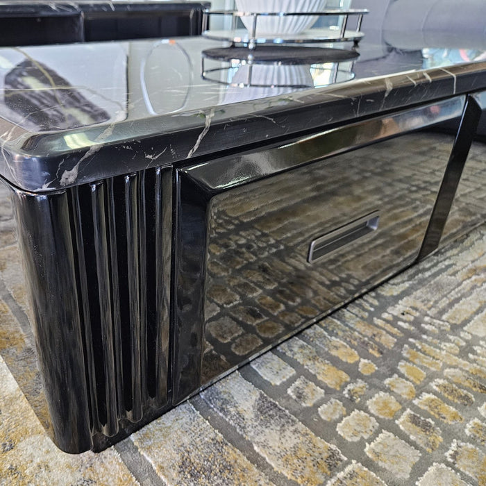 Madrid 1.3m Marble Coffee Table - Black