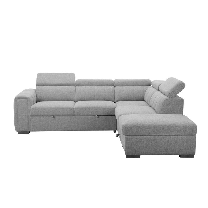 Linden 5 Seater Fabric Sofa Bed with Chaise Light Grey