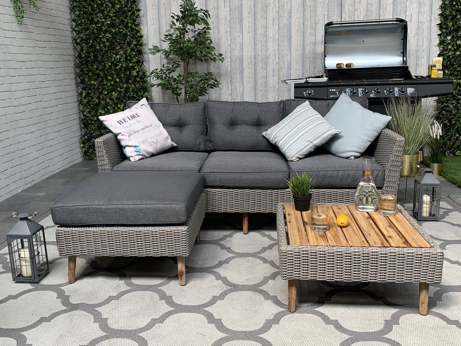 4 Seater Byron Timber Wicker with Coffee Table Lounge Set