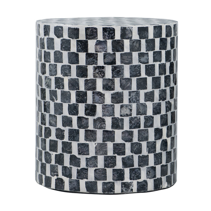 Capiz Black and White Stool