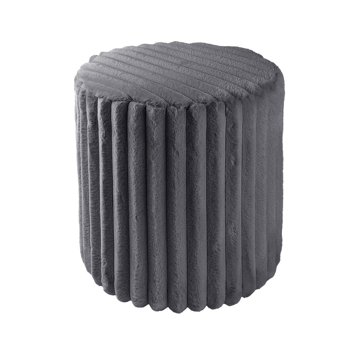 Grey Dresser Chair with Rabbit Fur Upholstery