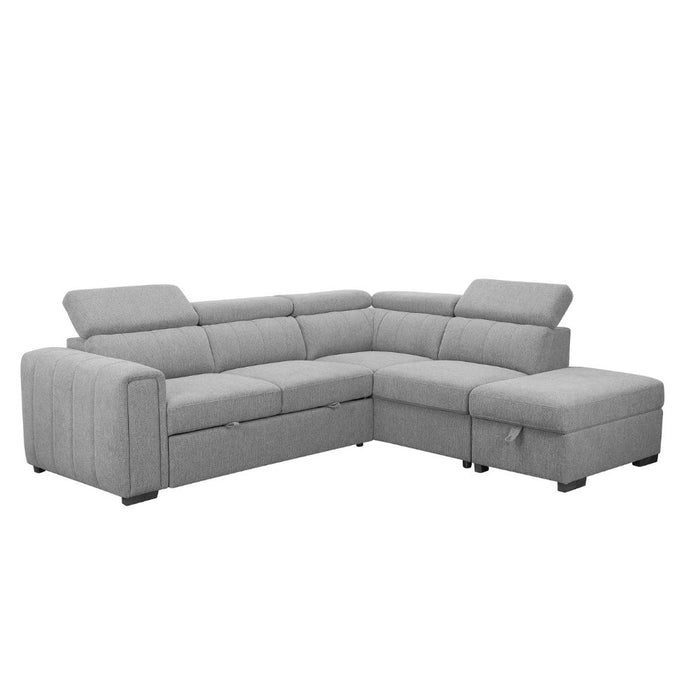 Linden 5 Seater Fabric Sofa Bed with Chaise Light Grey