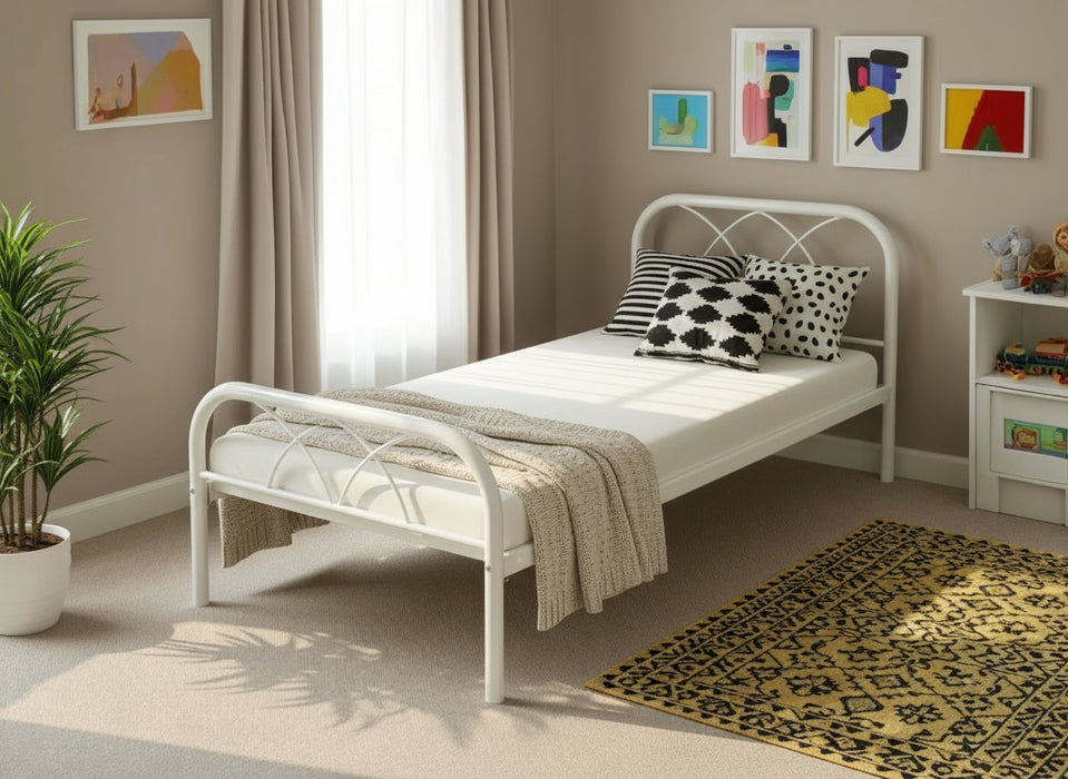 White Mabelle Metal Bed Frame