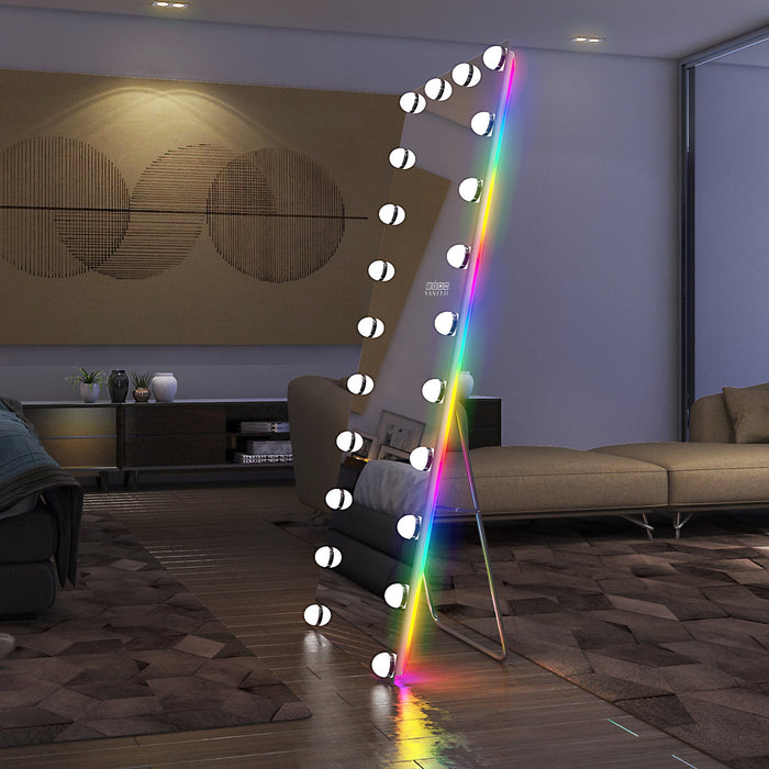 Hollywood Floor Mirror with Bluetooth Speaker