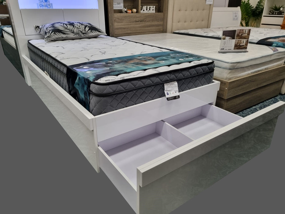 White Vegas King Single Gas Lift Bed