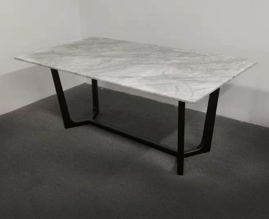 Vanesa 1.8m Dining Table - Marble Top with Black Base
