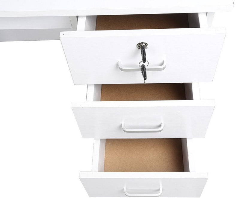 Vina 3 Drawer Study Desk, White