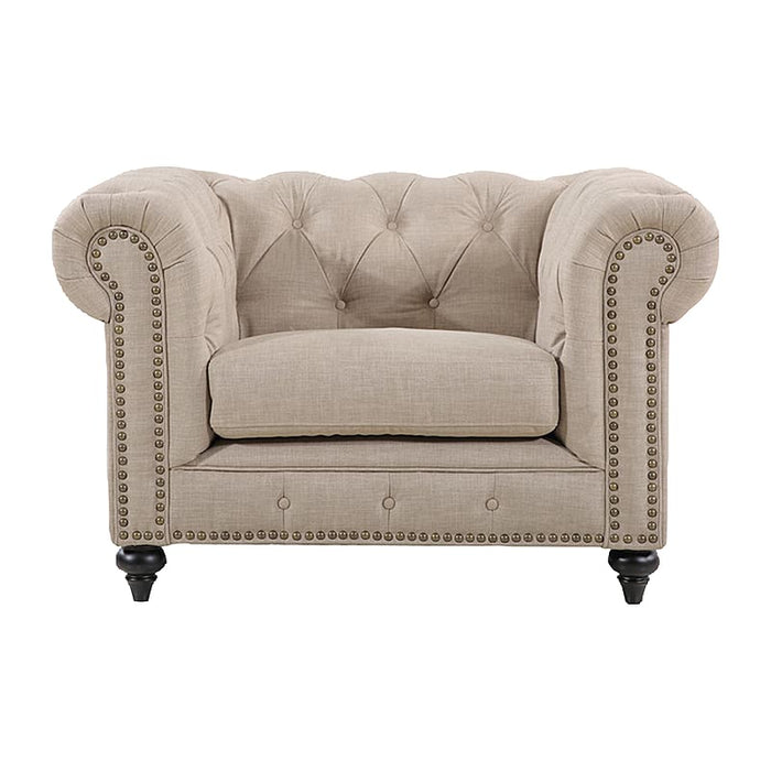 Louis Chesterfield Armchair, Beige