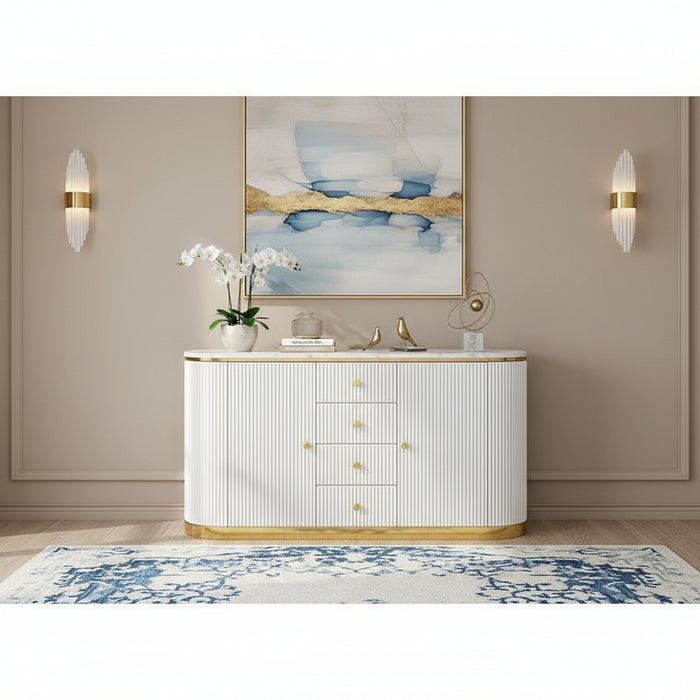 Amara 4 Drawer 2 Door Marble Buffet