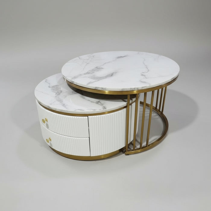 Amara 2 Piece Round Coffee Table - White
