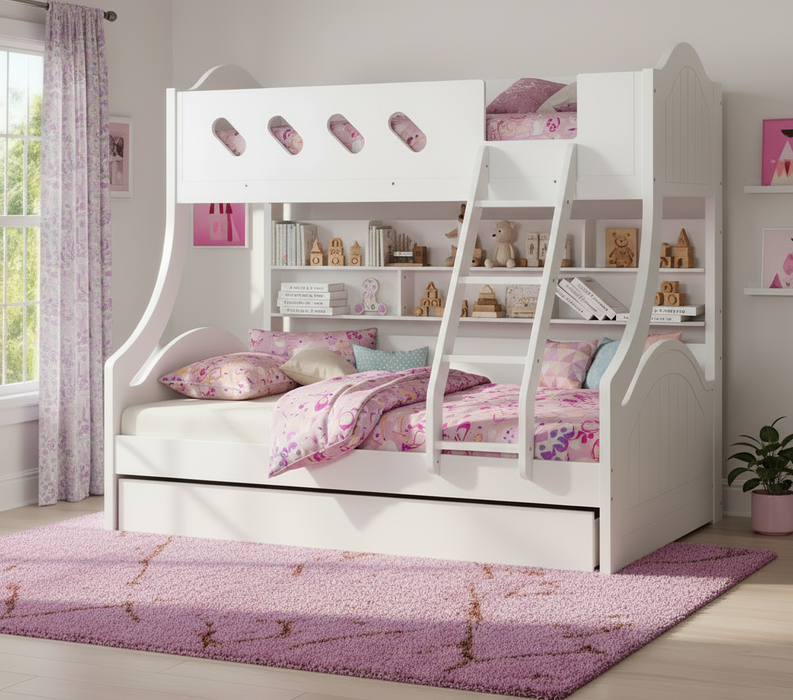 Carla White Single Over Double Timber Bunk Bed