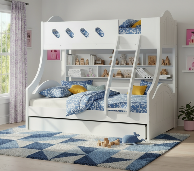 Carla White Single Over Double Timber Bunk Bed