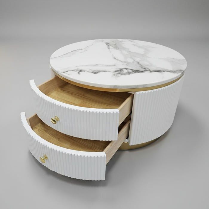 Amara 2 Piece Round Coffee Table - White