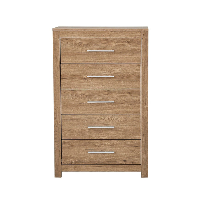 Jason 5 Drawer Dark Oak Tallboy - ASSEMBLED