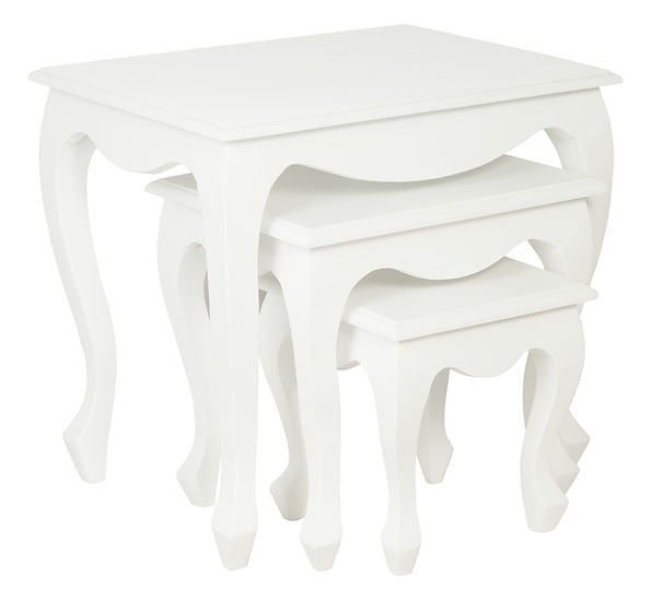 3 Piece Queen Ann Nest of Table Set,  White