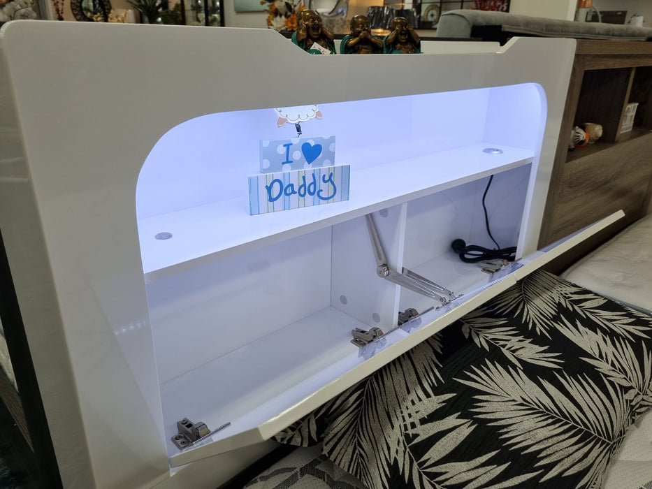 White Vegas King Single Gas Lift Bed