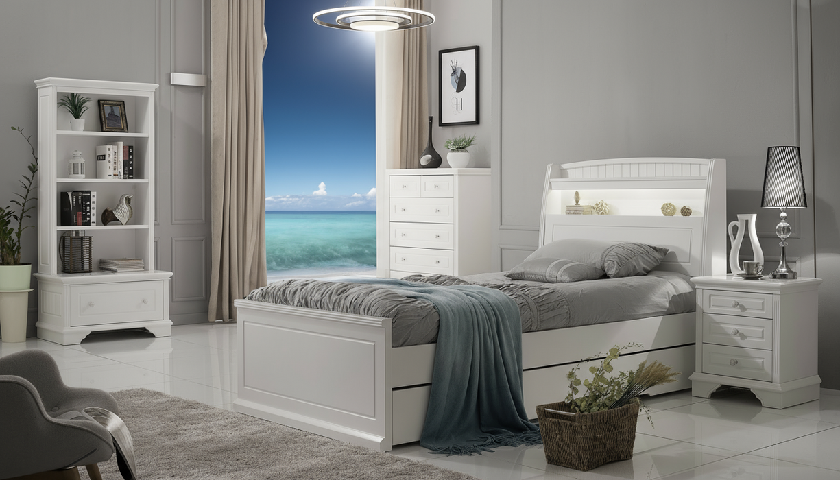 White Orland  King Single Bed Frame