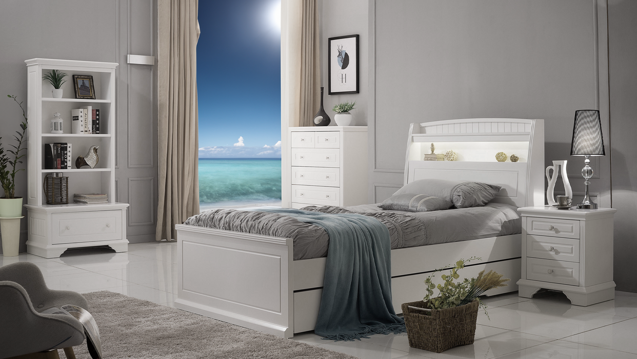 White Orland King Single Bed Frame