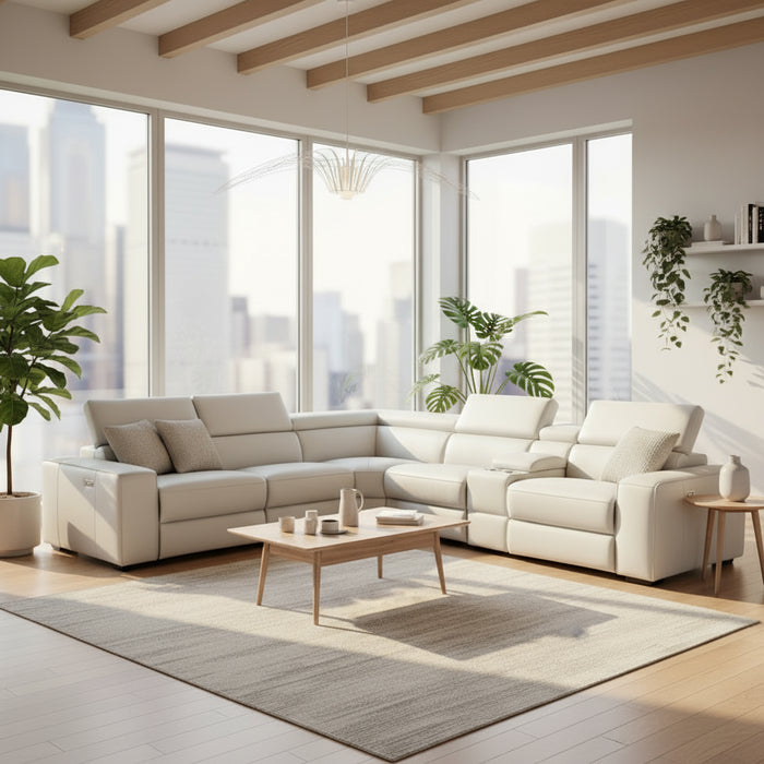 New York 5 Seater Modular Full Leather Corner Lounge