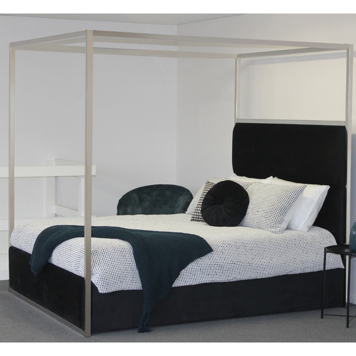 Black Jordana Canopy Queen Bed Frame