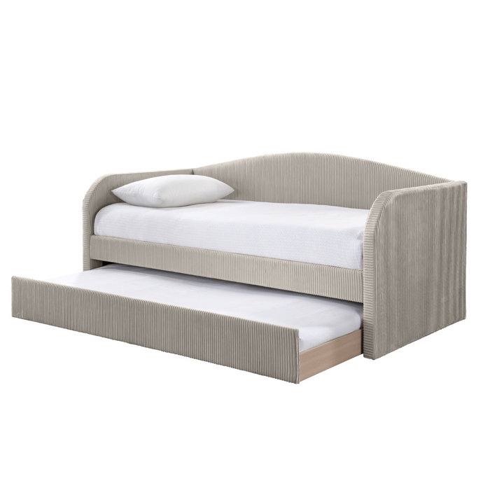 Charlotte Velvet Single Daybed with Trundle - Beige