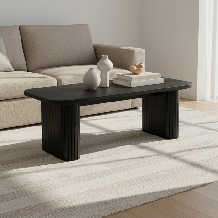 Melba Black Rectangular Coffee Table - Ash Wood