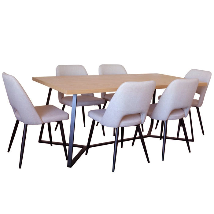 Arista 7 Piece Dining Setting with Beige Chair