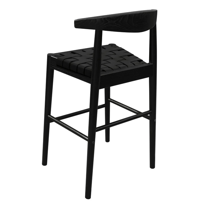 Elliot Genuine Leather Barstool, Black