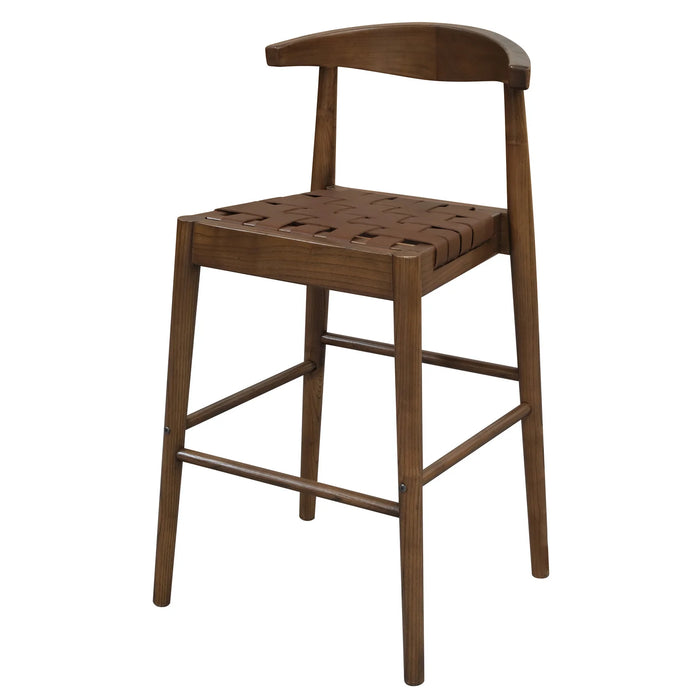 Elliot Genuine Leather Barstool, Walnut