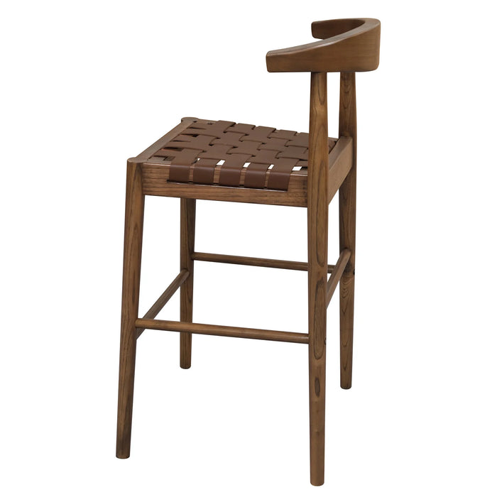 Elliot Genuine Leather Barstool, Walnut