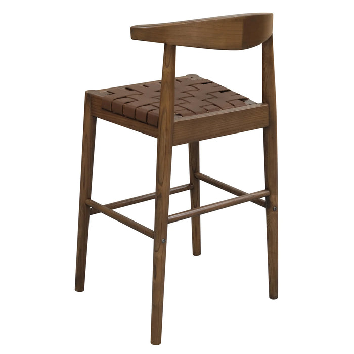 Elliot Genuine Leather Barstool, Walnut