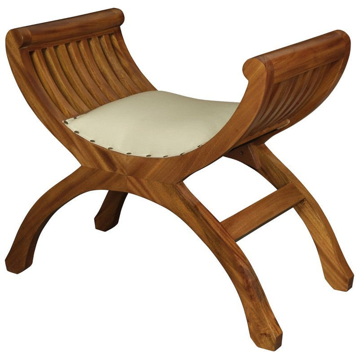 Single Seater Upholstered Decorative Stool, Pecan