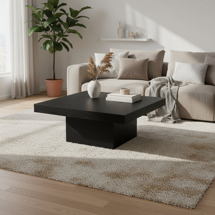 Hudson Solid Mindi Square Coffee Table - Black