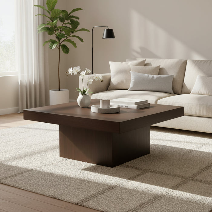 Hudson Solid Mindi Square Coffee Table - Walnut