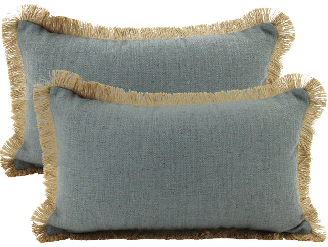 Dark Gray Fringe Linen Cushion