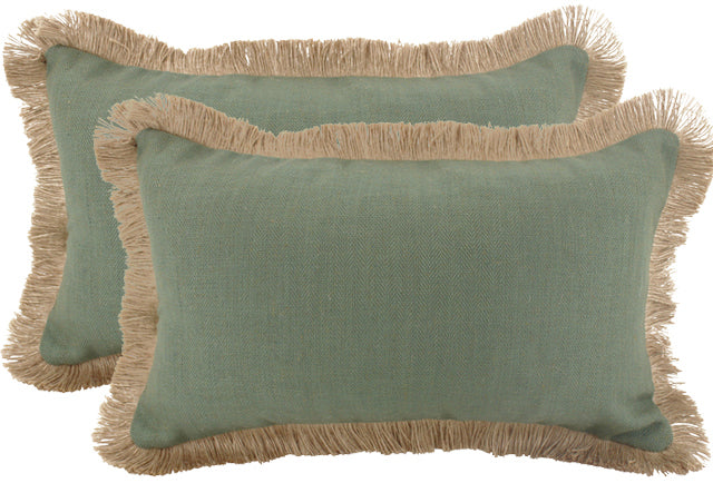 Sage Fringe Linen Cushion