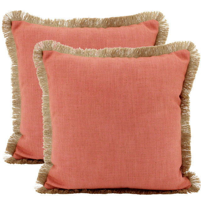 Rust Fringe Linen Cushion