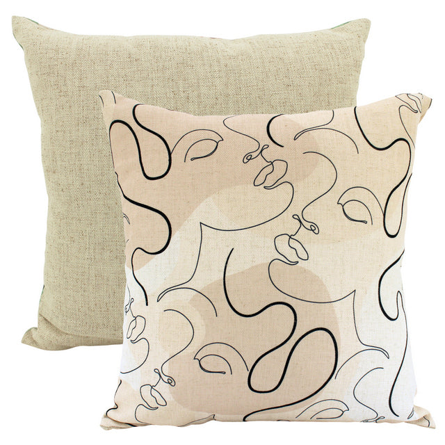 Face Swirl Linen Cushion