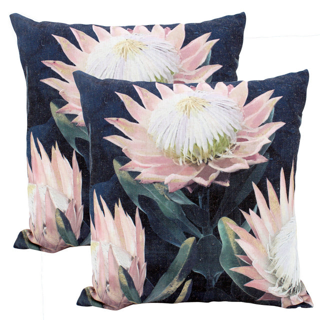 Night Protea Linen Cushion