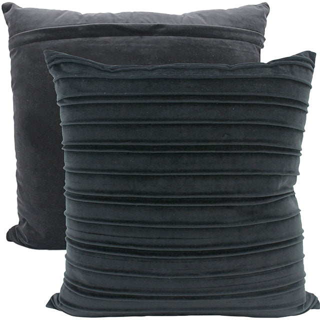 Pleated Black Velvet Cushion