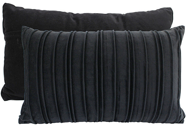 Pleated Black Velvet Cushion